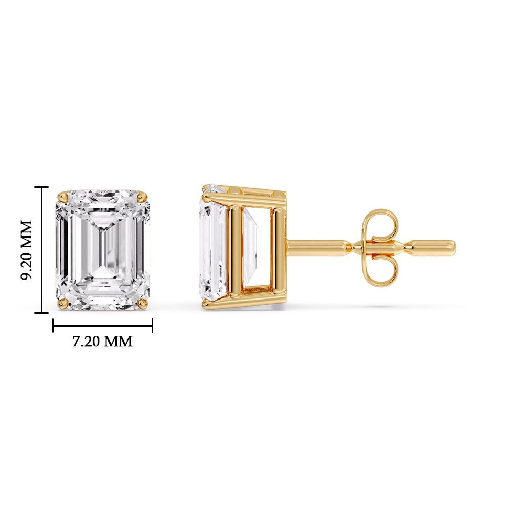 IGI Certified Emerald Cut Diamond Solitaire Stud Earrings