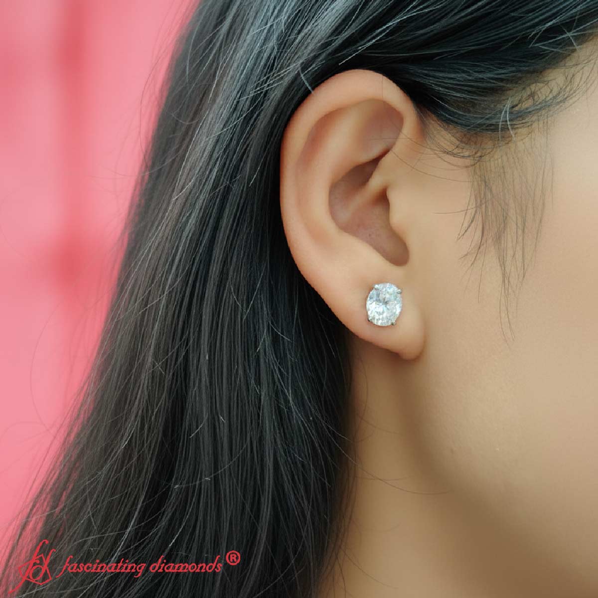 Classic Four Prong Oval Diamond Solitaire Stud Earrings [IGI Certified]