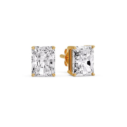 IGI Certified Basket Stud Earrings Set With Radiant Cut Diamonds