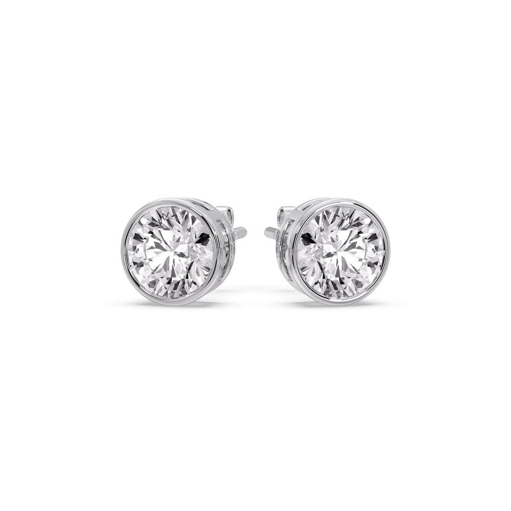 Bezel-Set Brilliant Round Diamond Solitaire Stud Earrings [IGI Certified]
