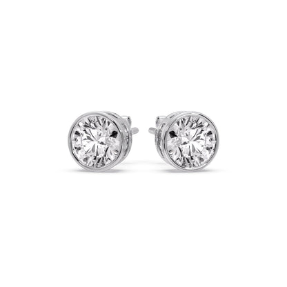Bezel-Set Brilliant Round Diamond Solitaire Stud Earrings [IGI Certified]
