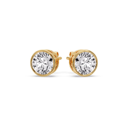 Bezel-Set Brilliant Round Diamond Solitaire Stud Earrings [IGI Certified]