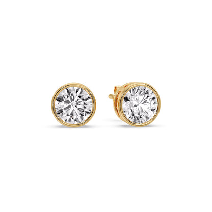 Bezel-Set Brilliant Round Diamond Solitaire Stud Earrings [IGI Certified]