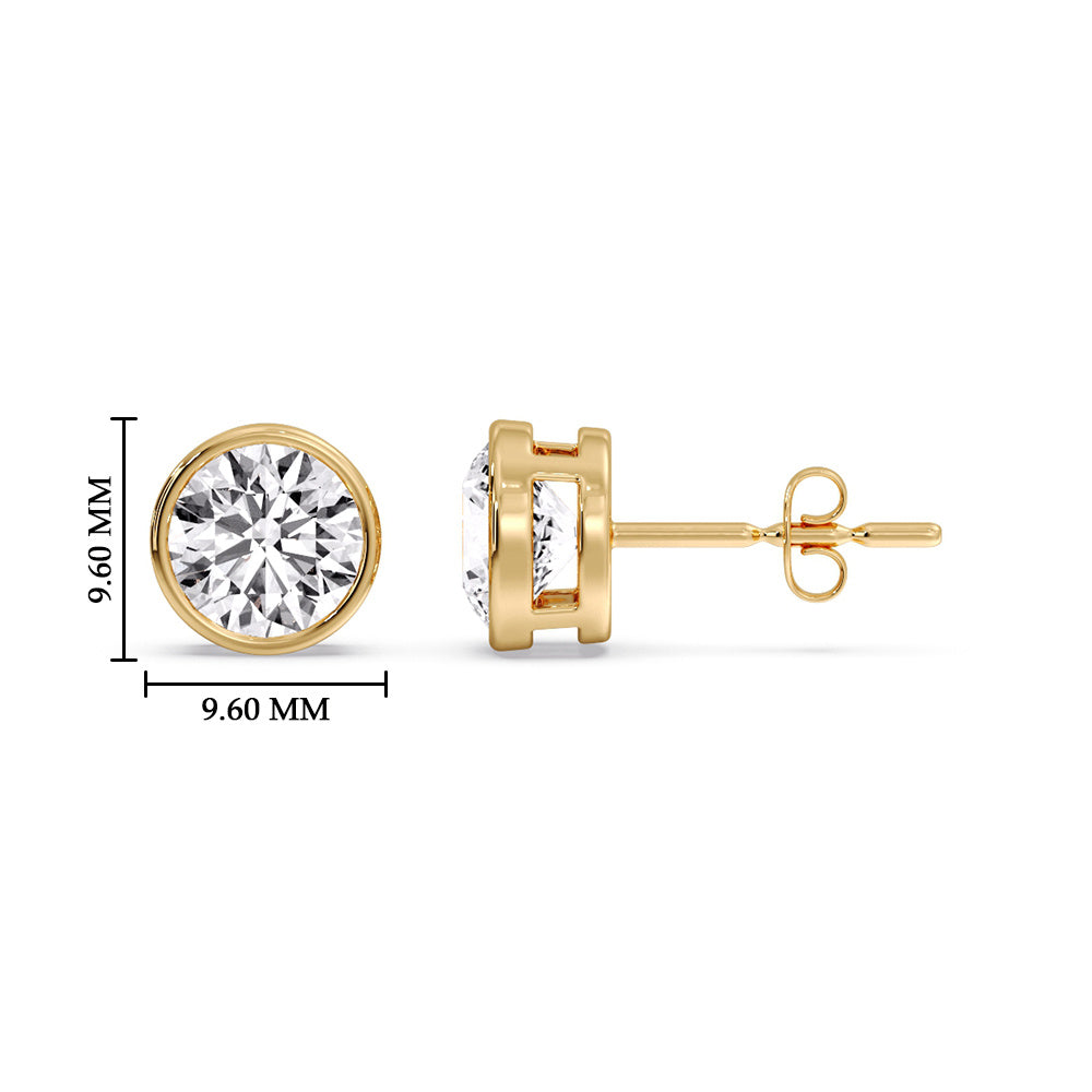 Bezel-Set Brilliant Round Diamond Solitaire Stud Earrings [IGI Certified]
