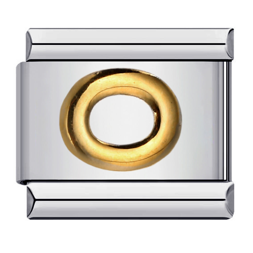 Titanium Steel Gold-plated Raised English Letters DIY Italian Module