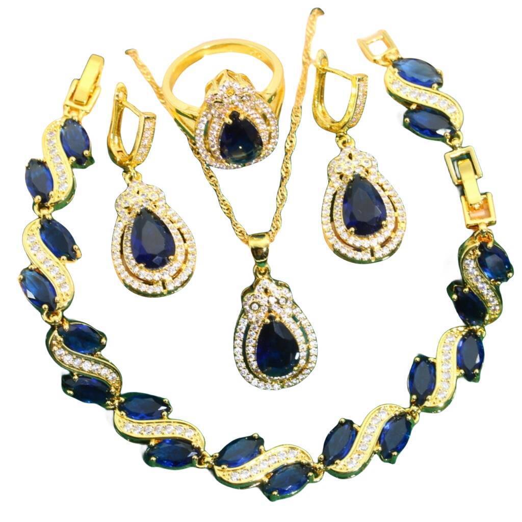 Anti-allergy Zircon Bracelet Necklace Earring Ring Ornament Suit