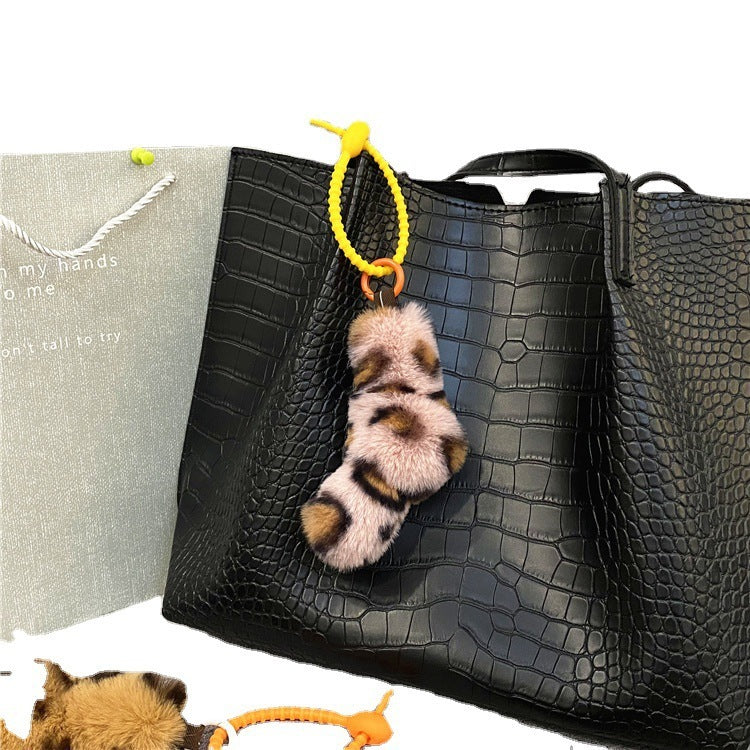 Fox Tail Furry Bag Cute Leopard Plush Pendant