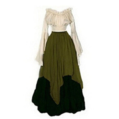 Women's Renaissance Medieval Dress With Long Sleeves Dresses