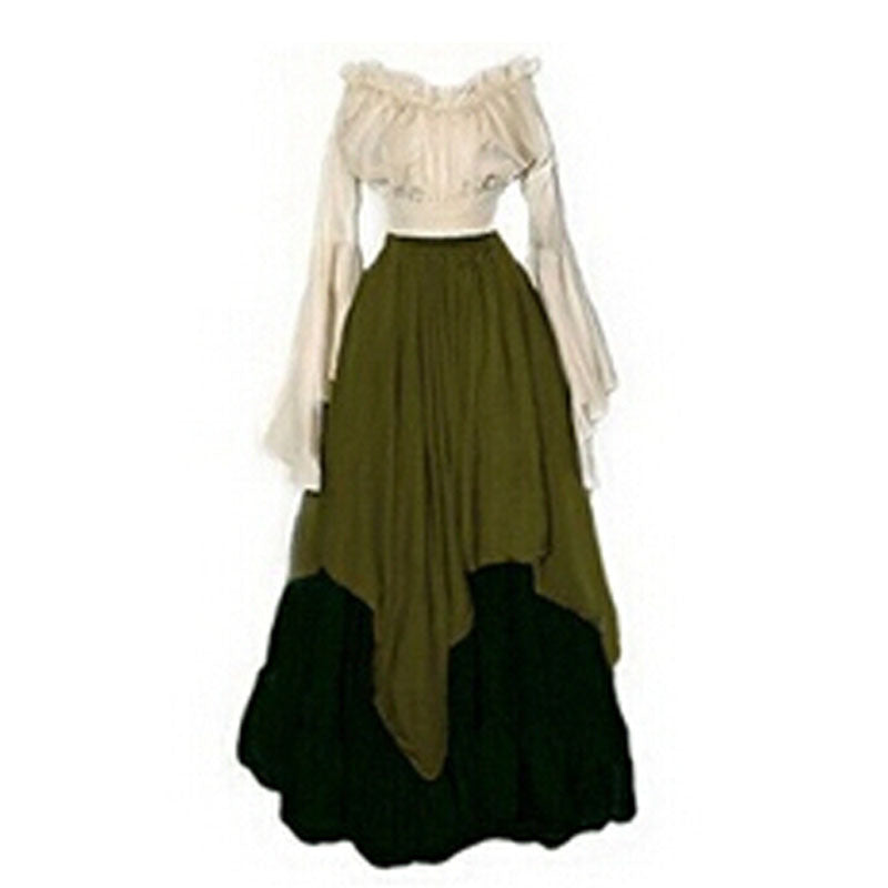 Women's Renaissance Medieval Dress With Long Sleeves Dresses
