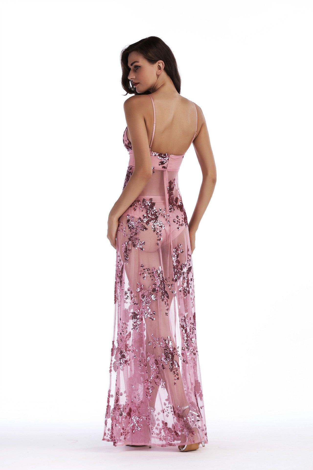 Sequin Sling Sexy Backless Long Dress Dresses