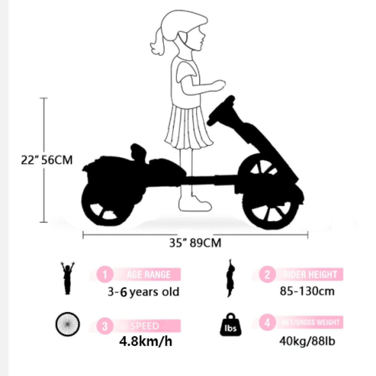 Electric Kids Pedal Go Kart With Adjustable Seat, Foldable Design