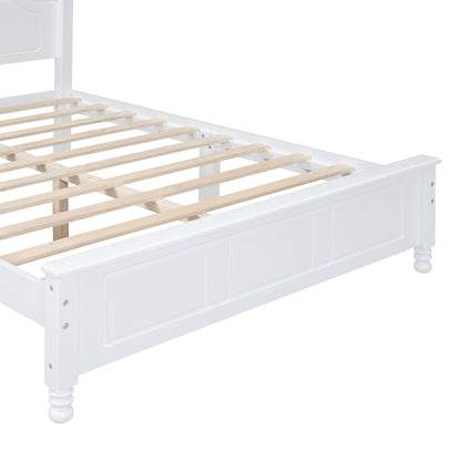 Full Size Wood Platform Bed Frame,Retro Style Platform