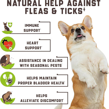 Flea and Tick Prevention Chewable for Dogs No Collars, No Mess Easy Help with Flea and Tick for Dogs American Quality for All Breeds and Ages DuckFlavored Treats 180 Flea Chews for Dogs