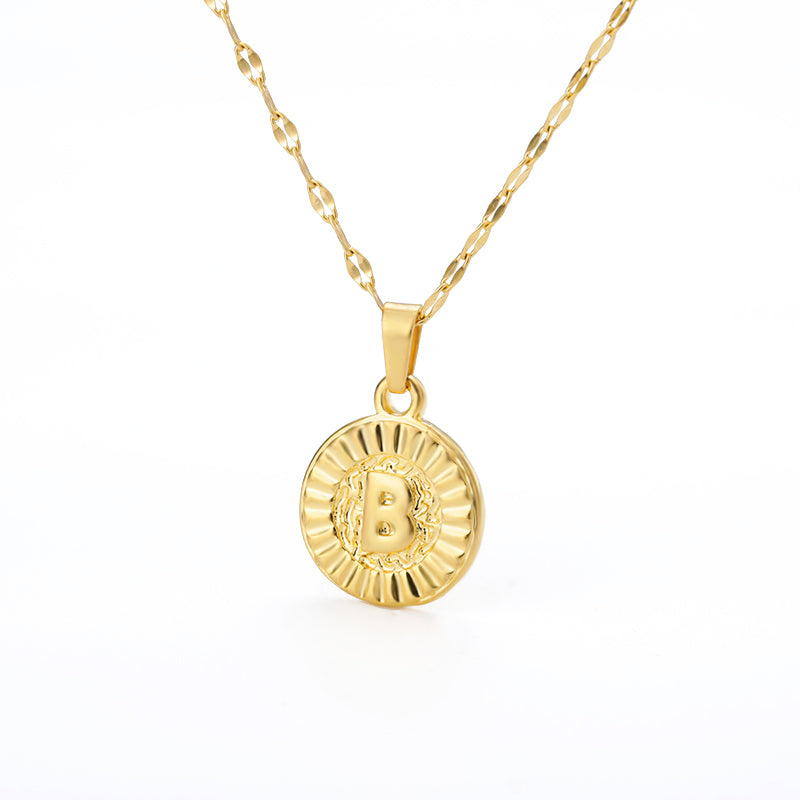 English Alphabet Disc Necklace Women And Men