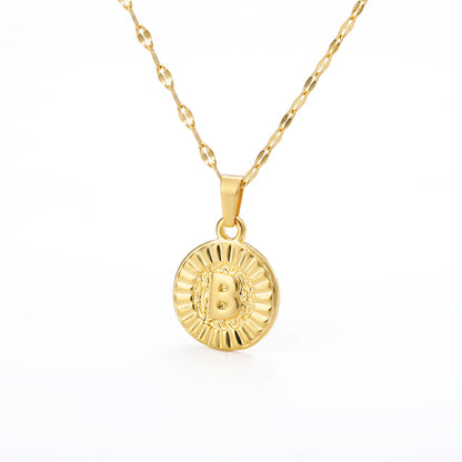 English Alphabet Disc Necklace Women And Men