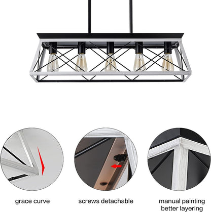 5-Light Farmhouse Pendant Linear Chandelier