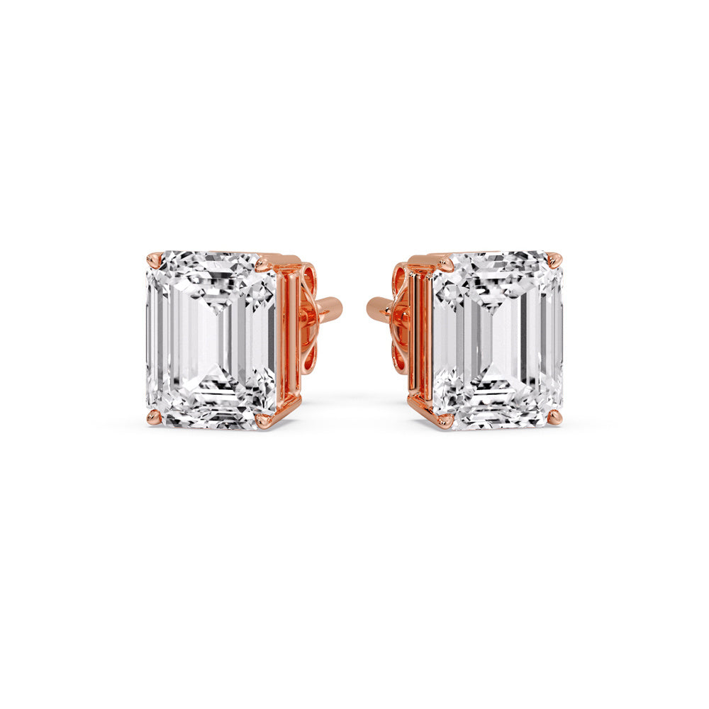 IGI Certified Emerald Cut Diamond Solitaire Stud Earrings