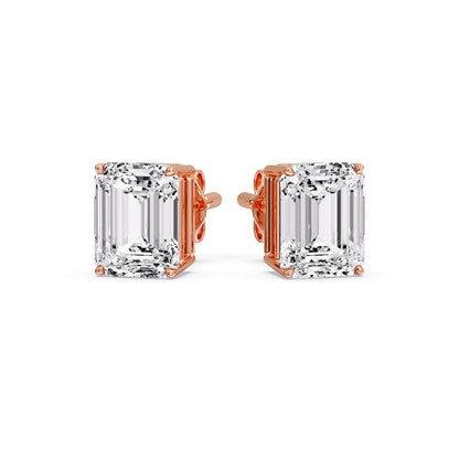 IGI Certified Emerald Cut Diamond Solitaire Stud Earrings