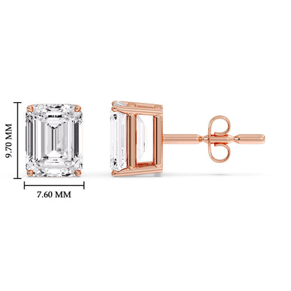 IGI Certified Emerald Cut Diamond Solitaire Stud Earrings