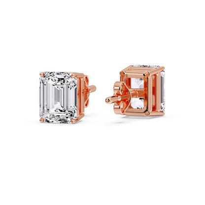 IGI Certified Emerald Cut Diamond Solitaire Stud Earrings