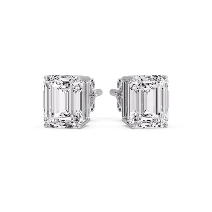 IGI Certified Emerald Cut Diamond Solitaire Stud Earrings