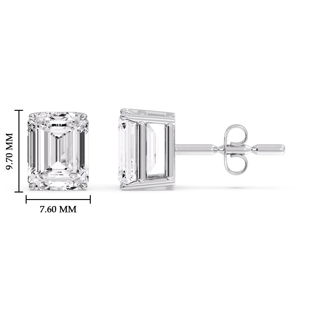 IGI Certified Emerald Cut Diamond Solitaire Stud Earrings