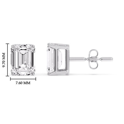IGI Certified Emerald Cut Diamond Solitaire Stud Earrings