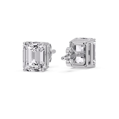 IGI Certified Emerald Cut Diamond Solitaire Stud Earrings