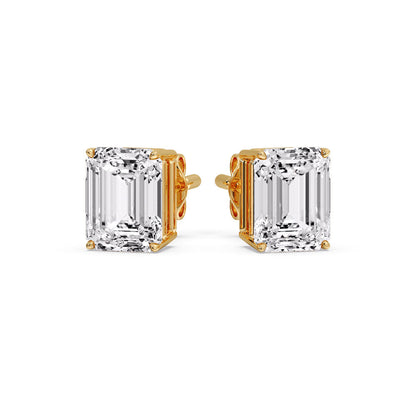 IGI Certified Emerald Cut Diamond Solitaire Stud Earrings