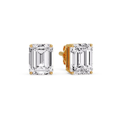IGI Certified Emerald Cut Diamond Solitaire Stud Earrings