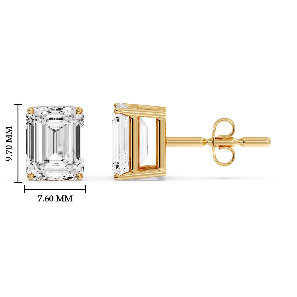 IGI Certified Emerald Cut Diamond Solitaire Stud Earrings