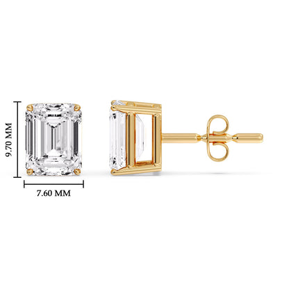 IGI Certified Emerald Cut Diamond Solitaire Stud Earrings