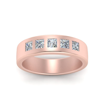 Flat Flush Set Mens Wedding Band