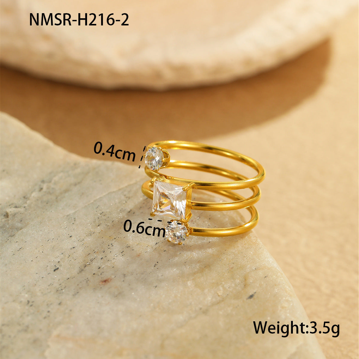 Special-interest Design Non-fading Inlaid Zircon Stainless Steel Ring