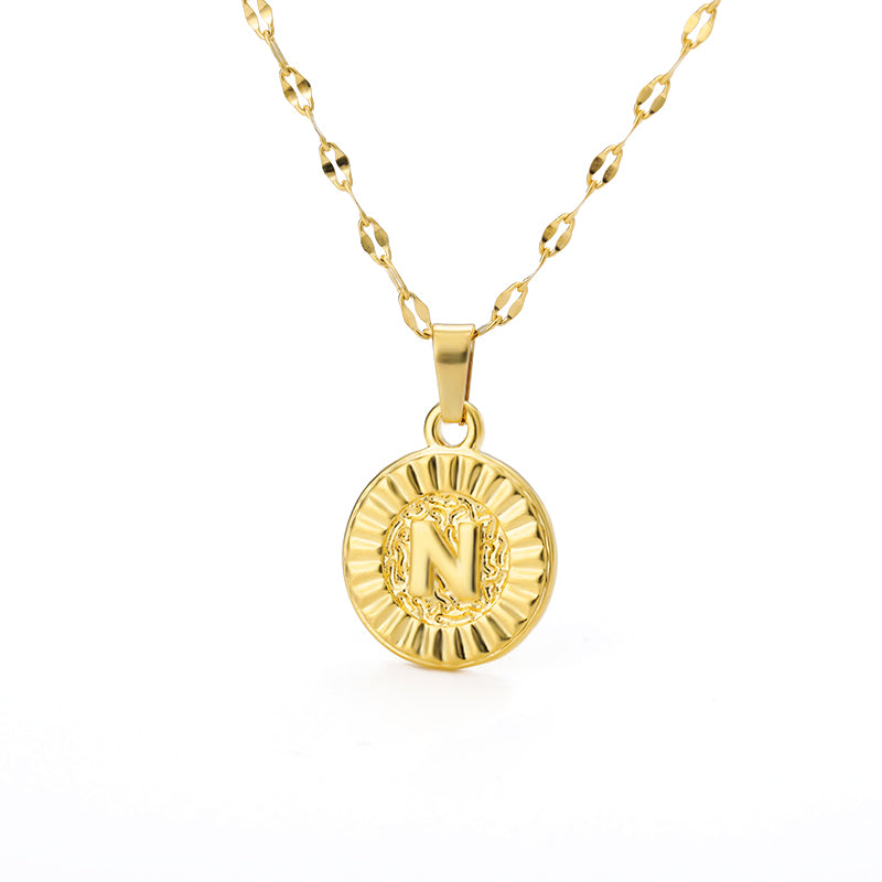 English Alphabet Disc Necklace Women And Men