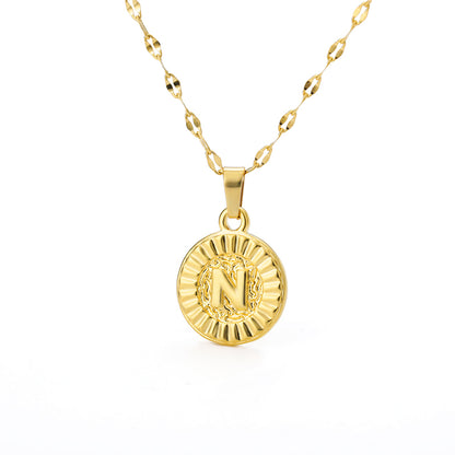 English Alphabet Disc Necklace Women And Men