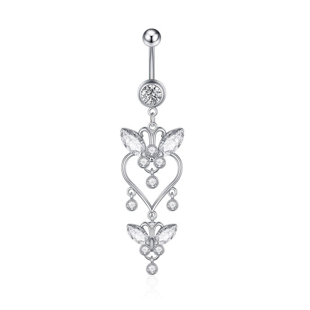 Zircon Tassel Belly Ring Navel Stud Piercing Jewelry