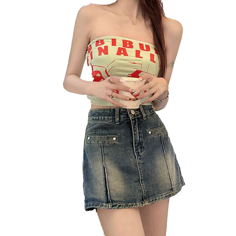 High-Waisted Denim Skort For Women Summer Shorts