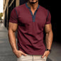 Men's Summer Polo Shirt with Button V-Neck, Short-sleeved