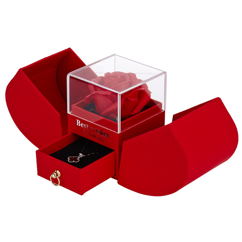 Apple Rose Jewelry Box Necklace Ring Ornament For Friends Christmas Valentine's Day