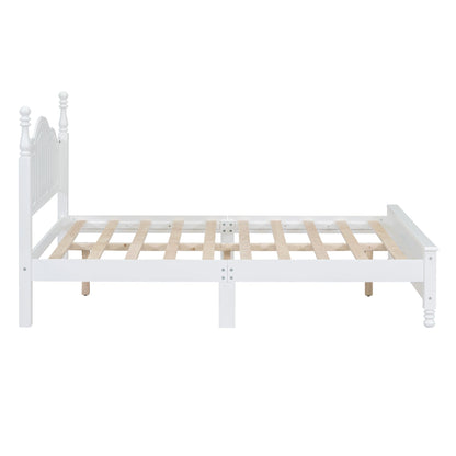 Full Size Wood Platform Bed Frame,Retro Style Platform