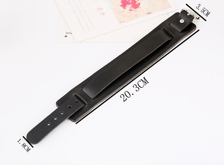 Punk Wide Leather Cattle Leather Bracelet