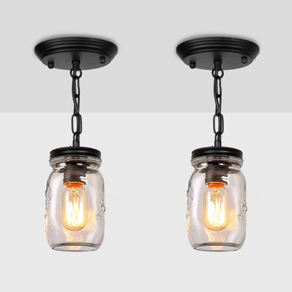 1 Light Glass Mason Jar Pendant Light Fixture