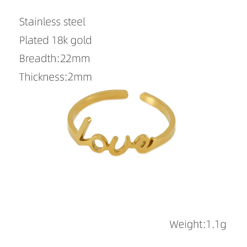 New Stainless Steel English Letters Ring