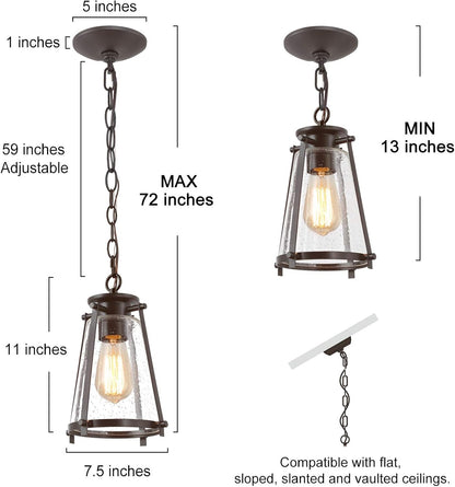 Farmhouse Pendant Lighting with Seeded Glass Shade