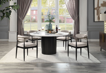 Set of 2 Beige and Black Armchair with Open Back