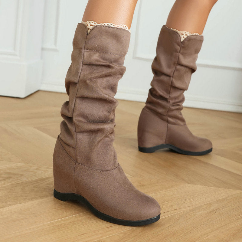 Women's Suede Fabric Platform High-top Boots