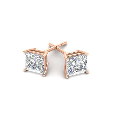 Princess-Cut Diamond Solitaire Stud Earrings [IGI Certified]