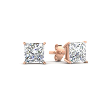 Princess-Cut Diamond Solitaire Stud Earrings [IGI Certified]