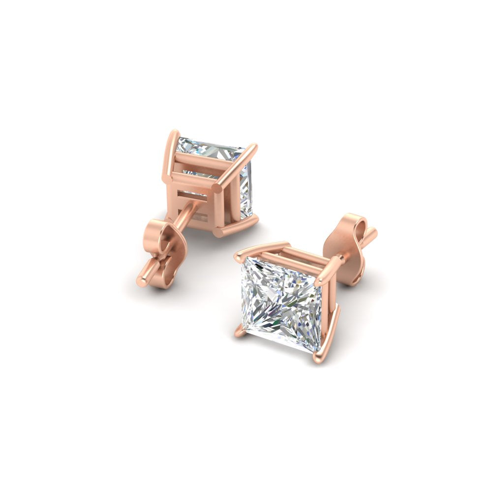Princess-Cut Diamond Solitaire Stud Earrings [IGI Certified]